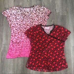 Koi Pink and Red Scrub Tops